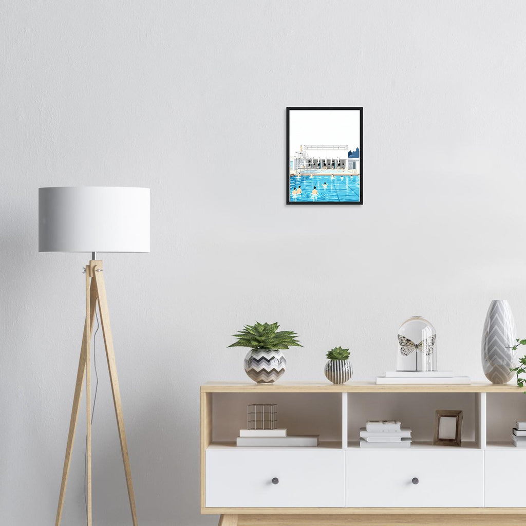 Art Deco Outdoor Lido Pool Framed Art Print — detail view | Wild Thread Co