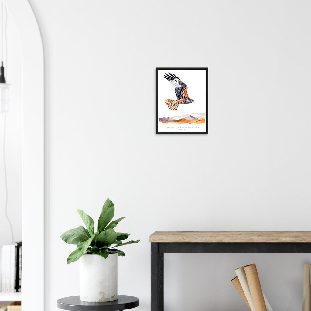 Red Kite Soaring Wales Conservation Framed Art Print — detail view | Wild Thread Co