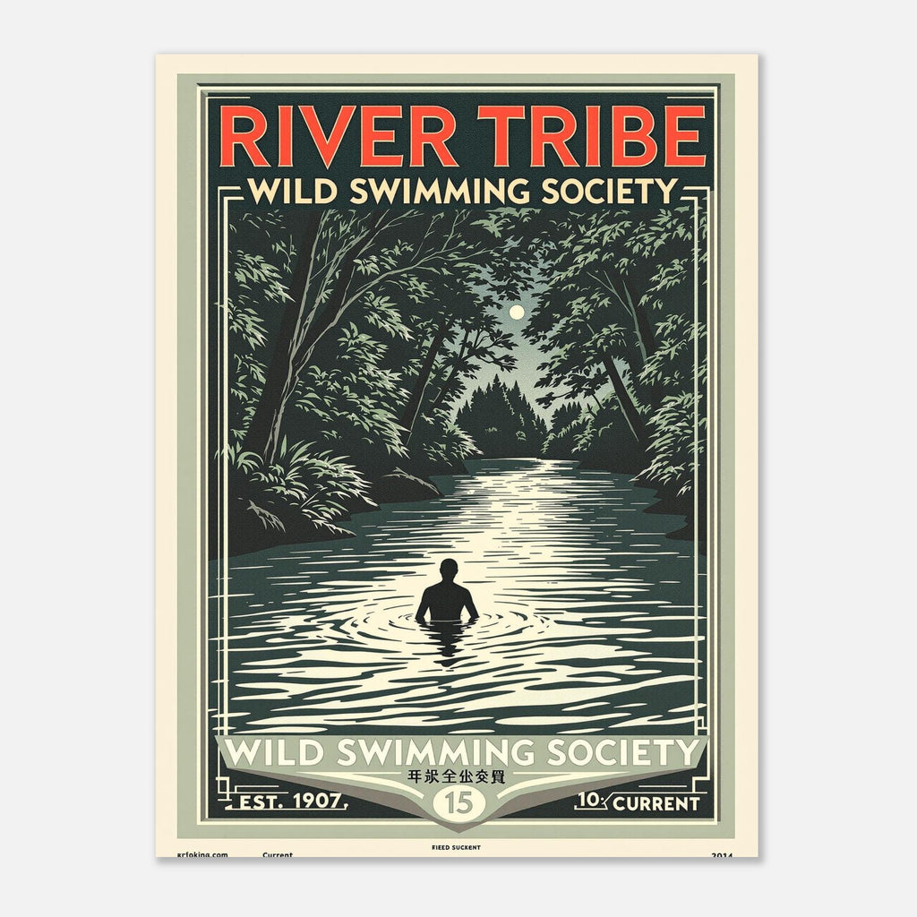 River Tribe Vintage Travel Poster Art Print — detail view | Wild Thread Co