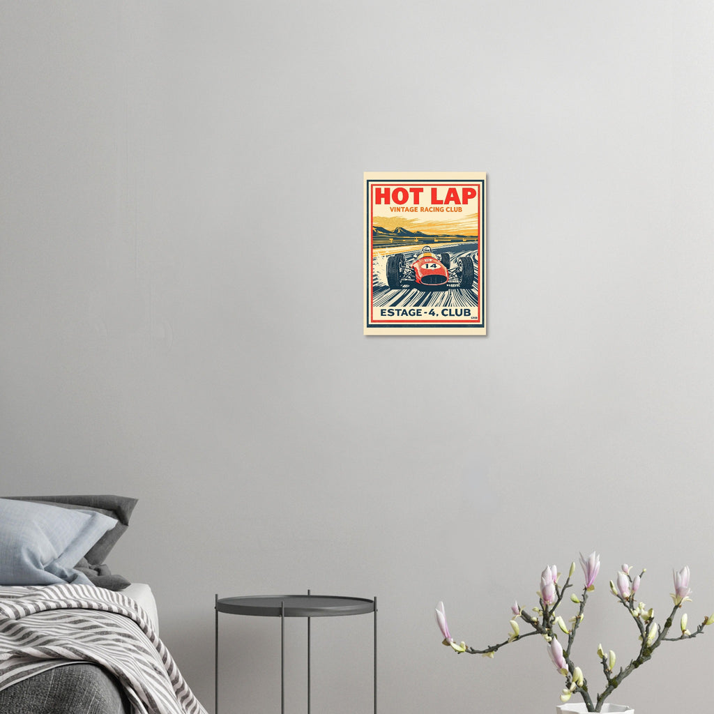 Hot Lap Vintage Travel Poster Art Print — detail view | Wild Thread Co
