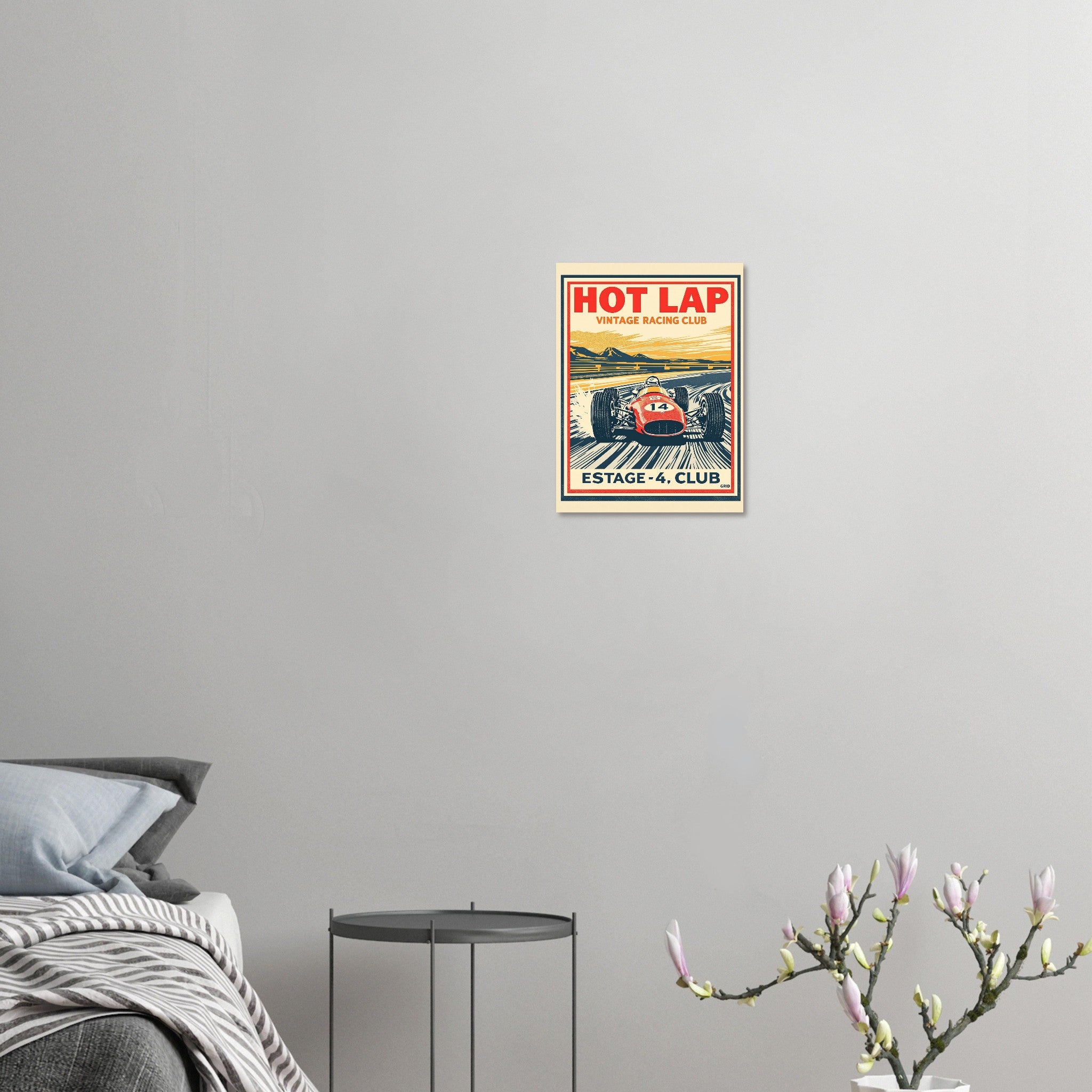 Hot Lap Vintage Travel Poster Art Print — detail view | Wild Thread Co