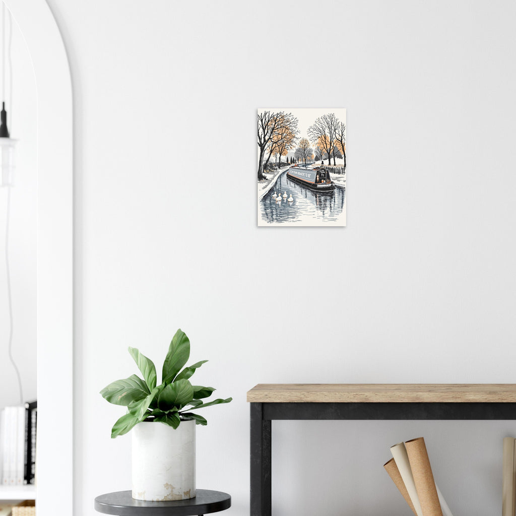 Slow Down Narrowboat Canal Art Art Print Art Print — detail view | Wild Thread Co