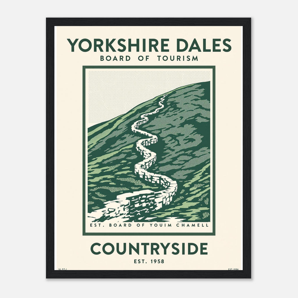 Yorkshire Dales Vintage Travel Poster Framed Art Print — detail view | Wild Thread Co