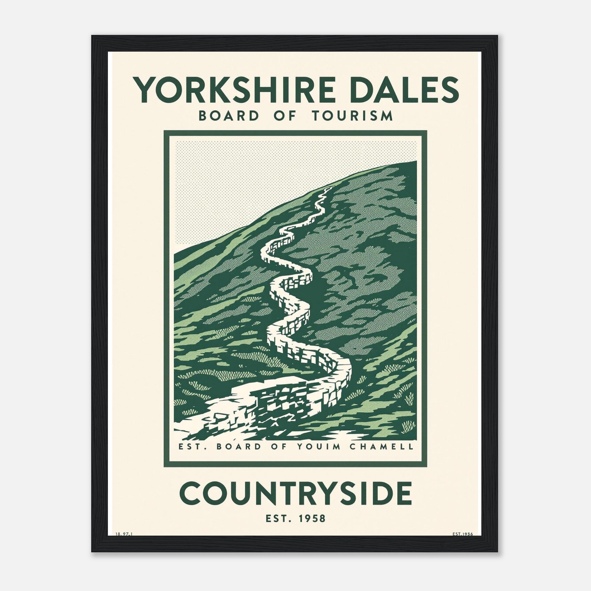 Yorkshire Dales Vintage Travel Poster Framed Art Print — detail view | Wild Thread Co