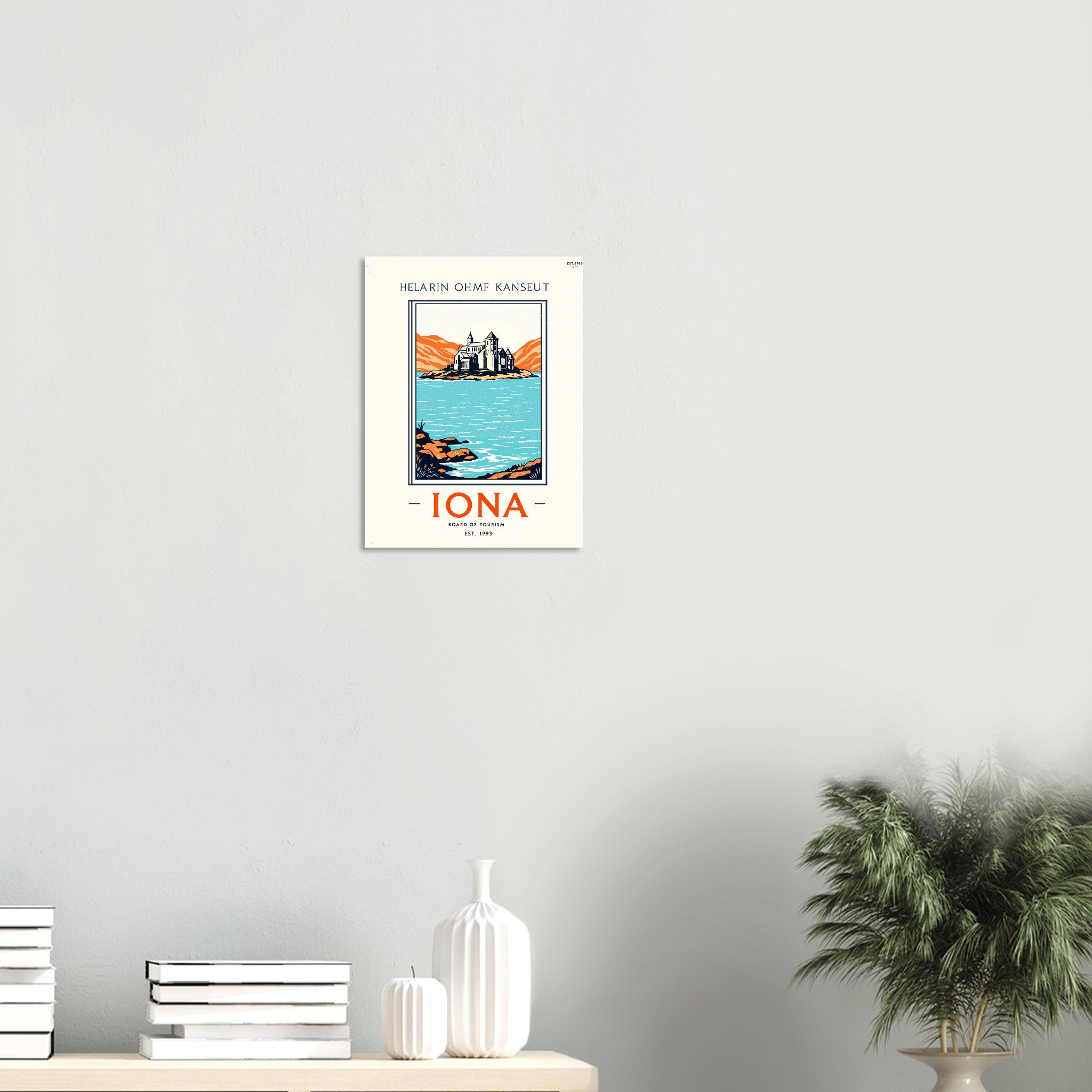 Iona Vintage Travel Poster Art Print — detail view | Wild Thread Co