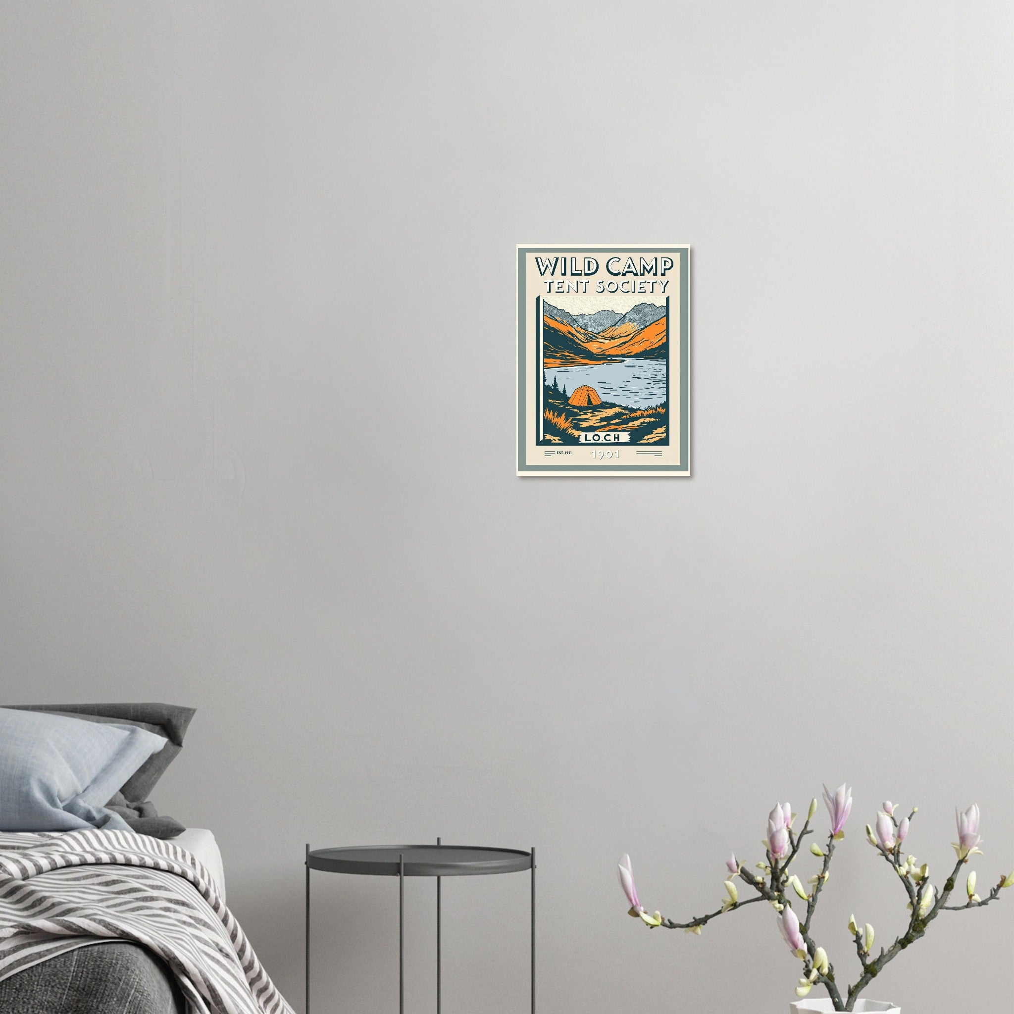Wild Camp Vintage Travel Poster Art Print — detail view | Wild Thread Co