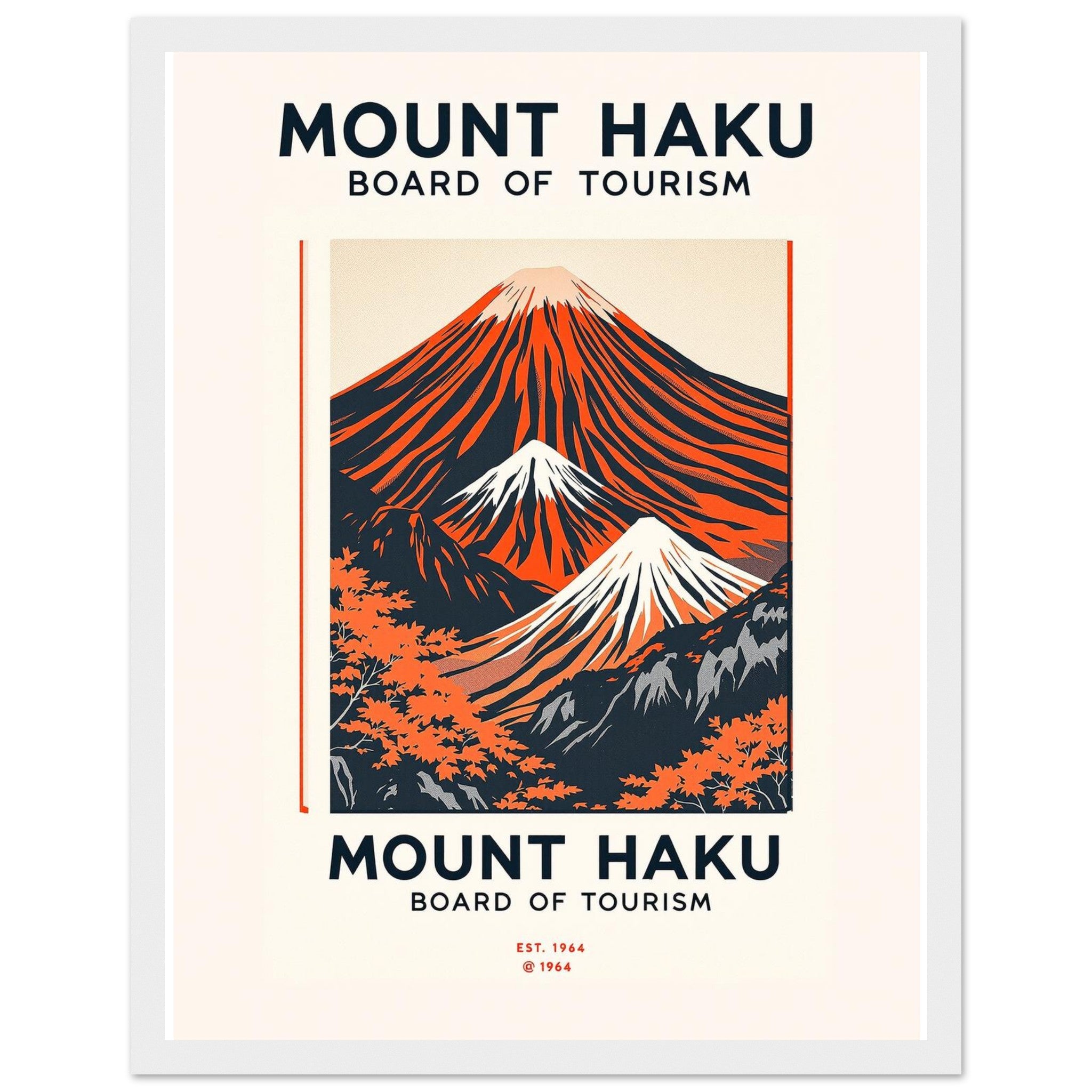 Mount Haku Vintage Travel Poster Framed Art Print — detail view | Wild Thread Co