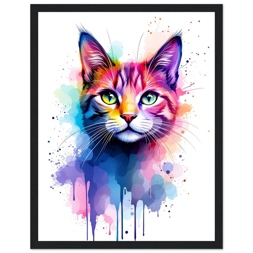 Watercolour Cat Splash Framed — Framed Art Print | Wild Thread Co UK