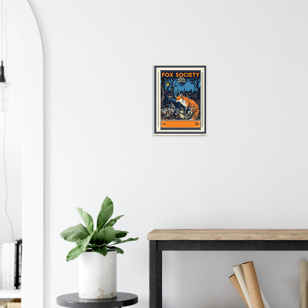Fox Society Vintage Travel Poster Art Print — detail view | Wild Thread Co