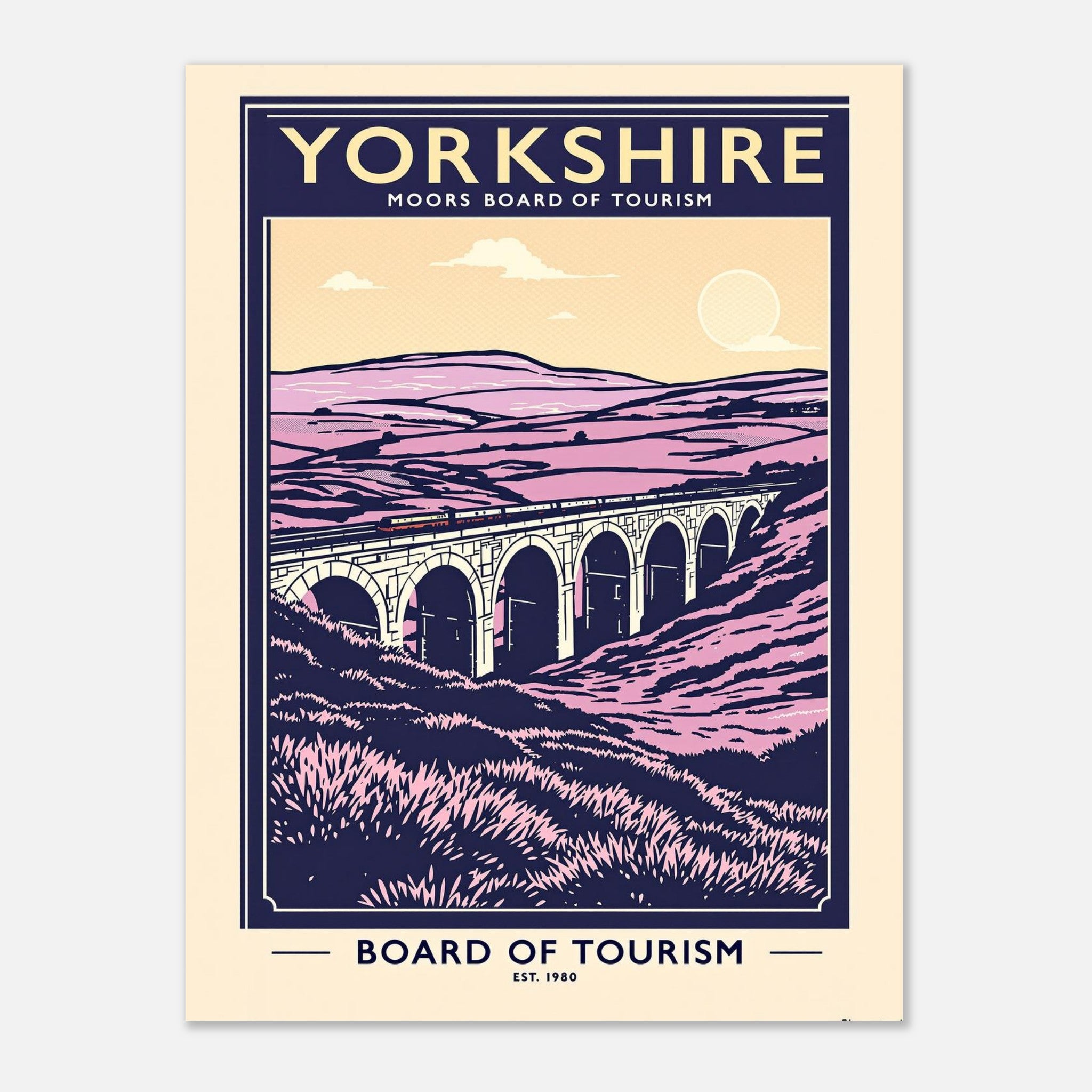 Yorkshire Moors Vintage Travel Poster Art Print — detail view | Wild Thread Co