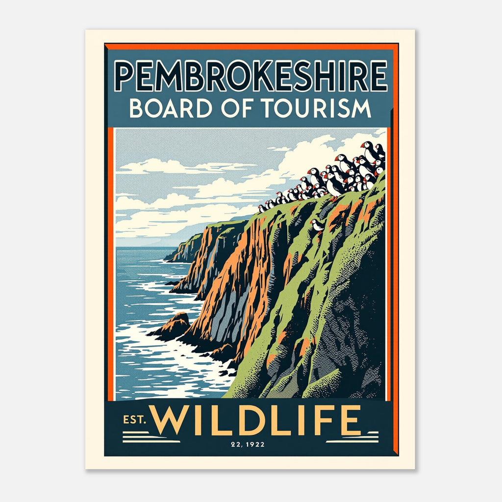 Pembrokeshire Vintage Travel Poster Art Print — detail view | Wild Thread Co