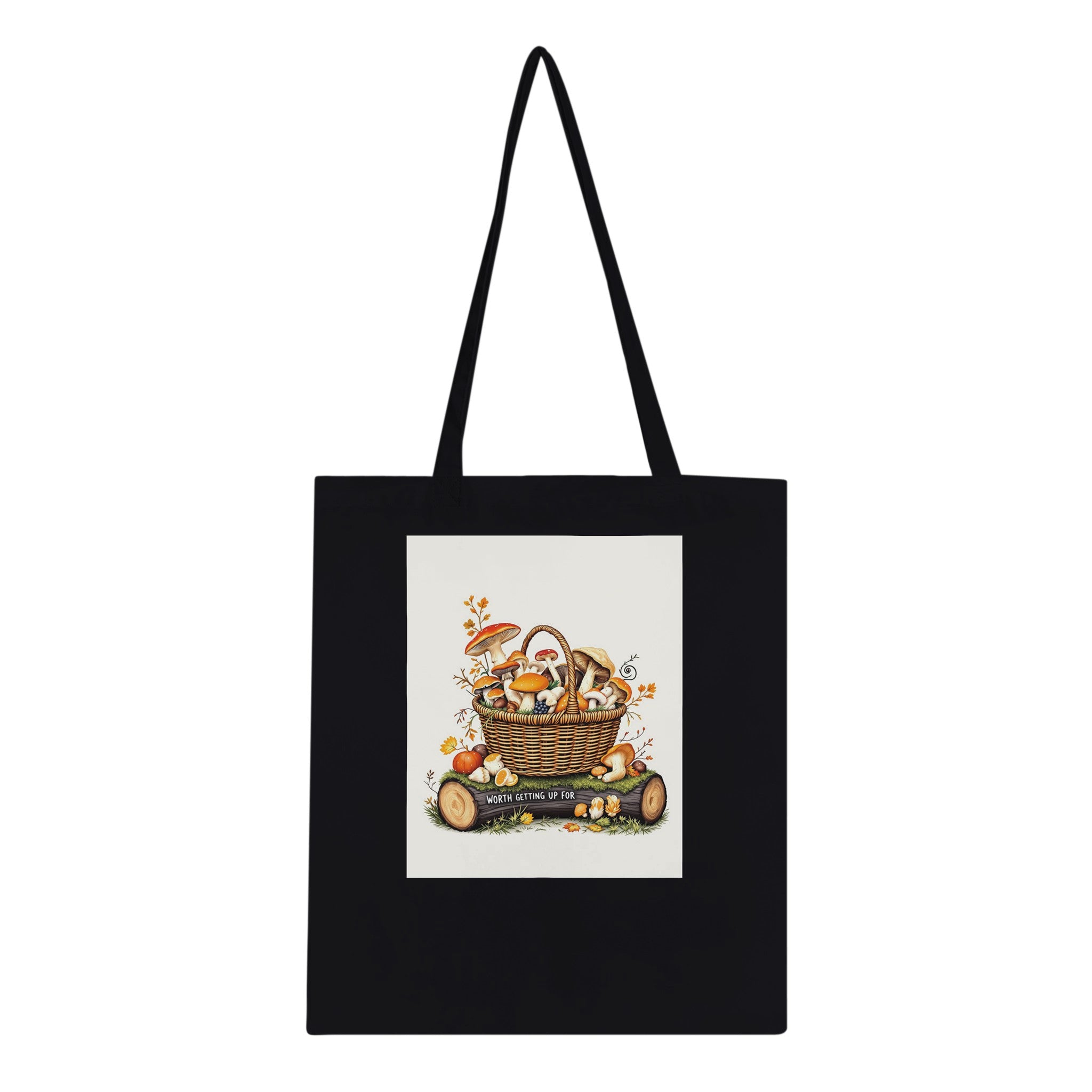 Foraged Mushroom Basket Tote Bag Cotton Shopper UK Tote Bag — detail view | Wild Thread Co