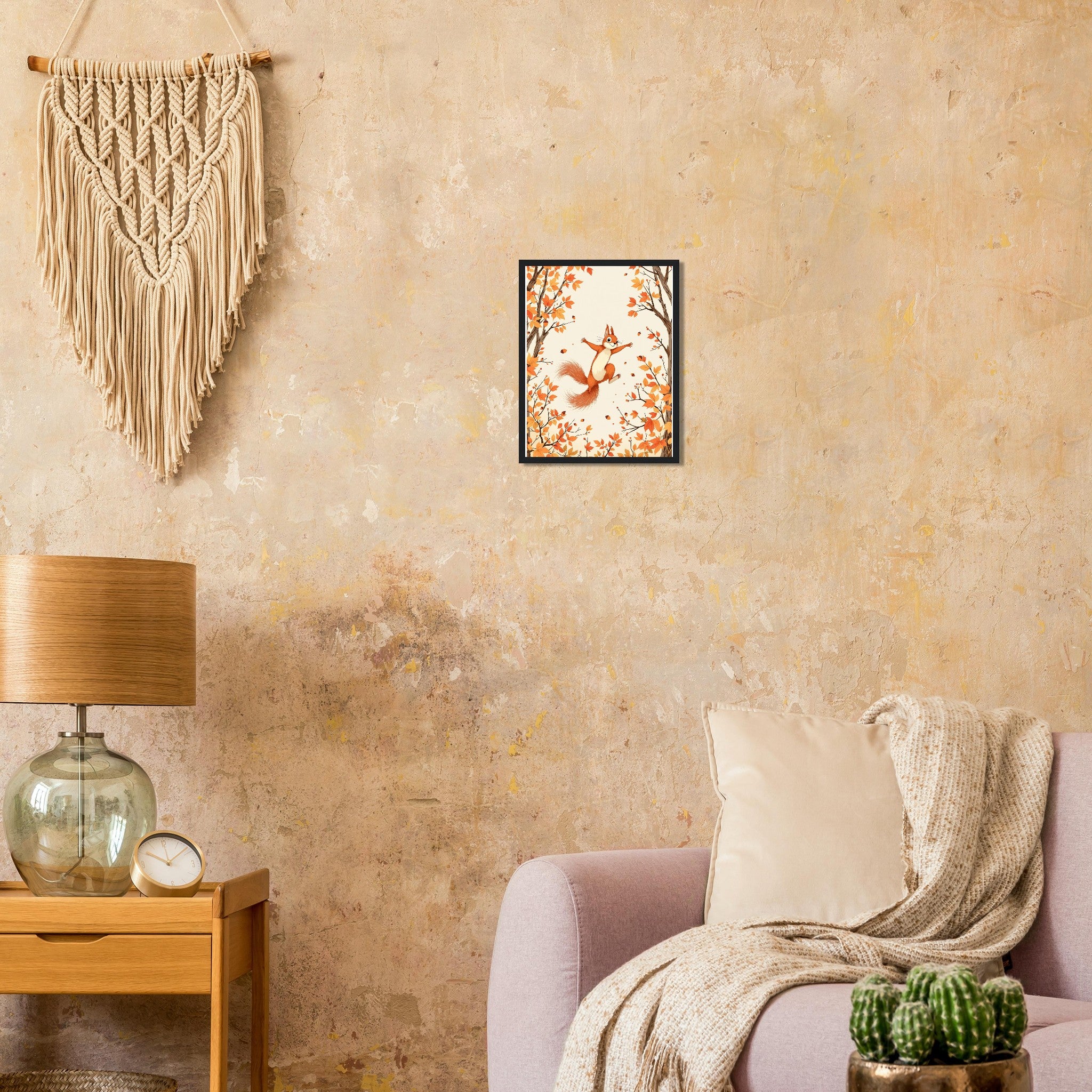 Red Squirrel Native Framed Art Print — detail view | Wild Thread Co