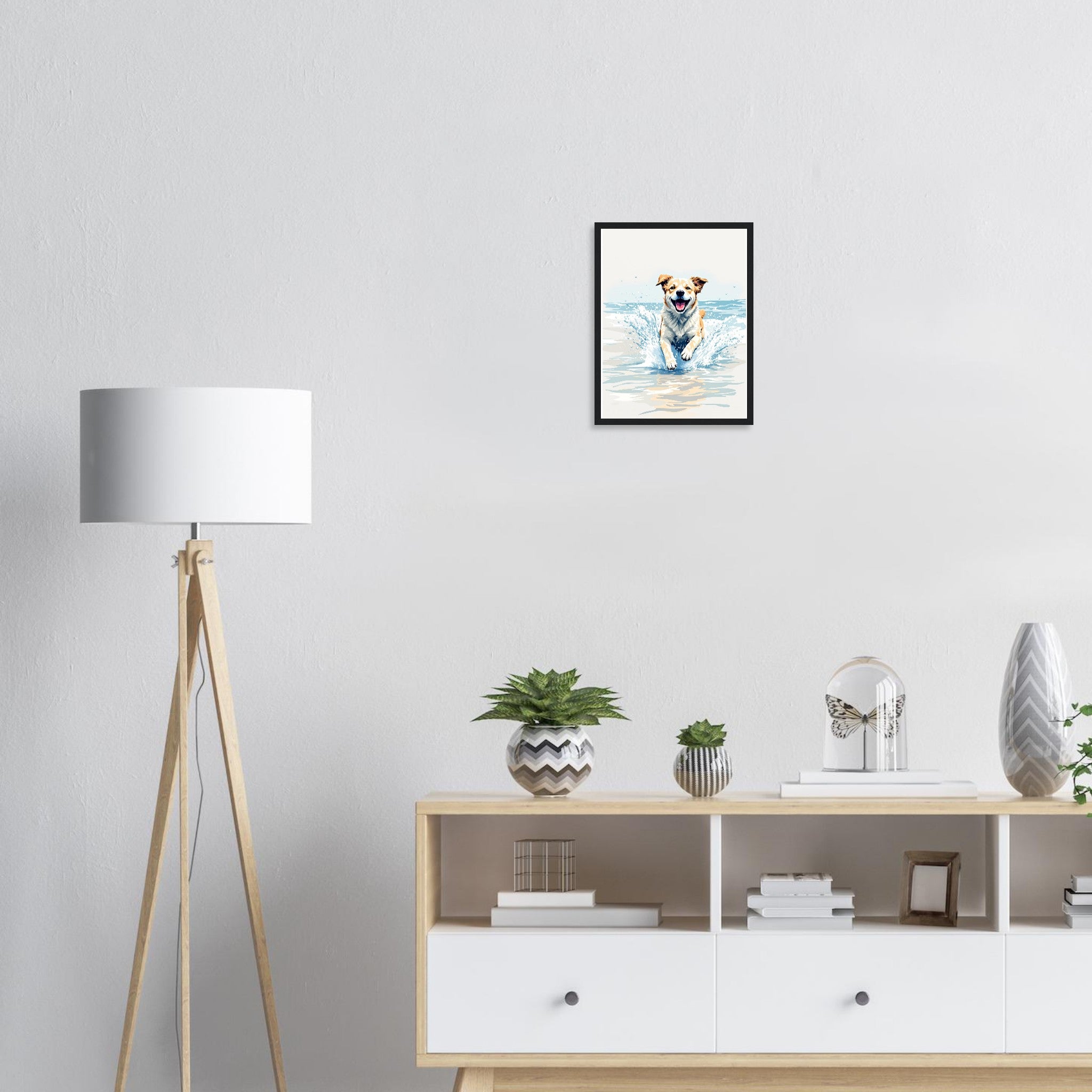 Dog At Beach Framed Art Print — detail view | Wild Thread Co