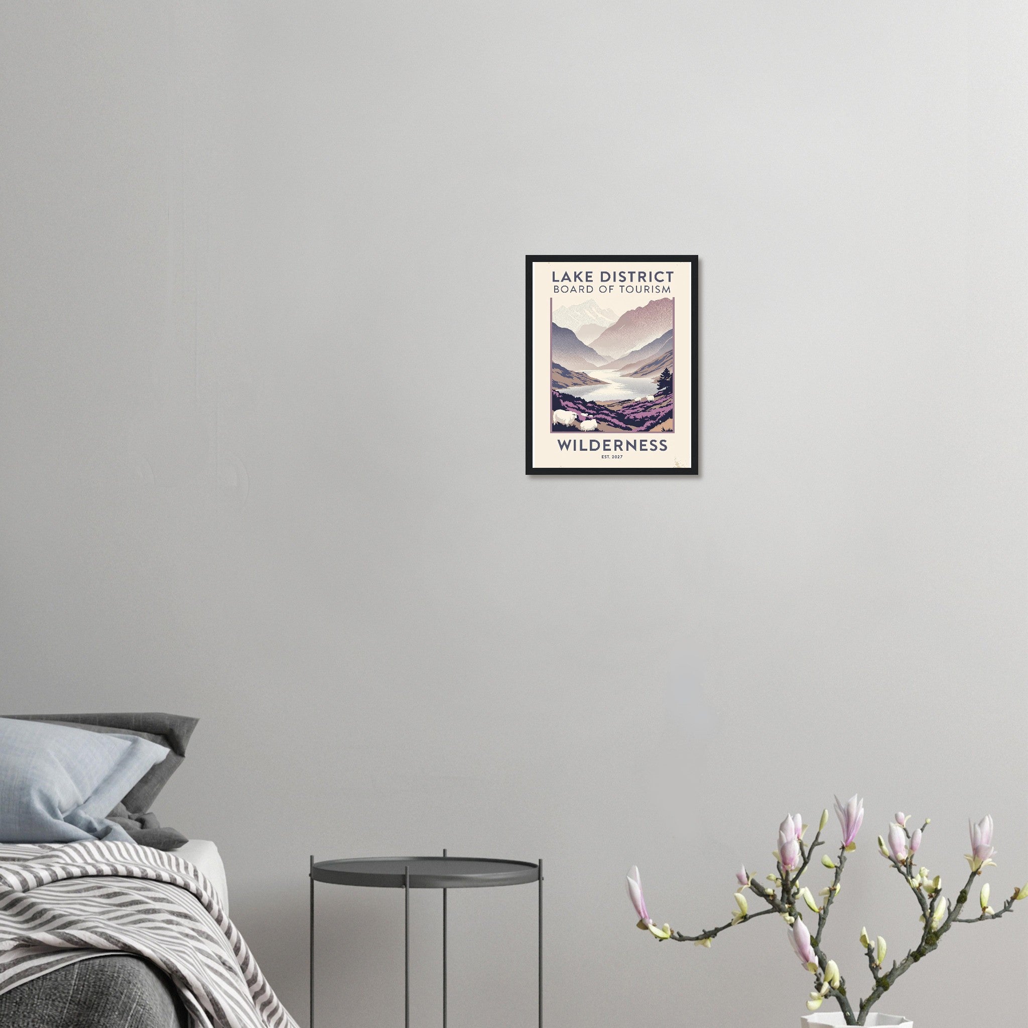 Lake District Vintage Travel Poster Framed Art Print — detail view | Wild Thread Co