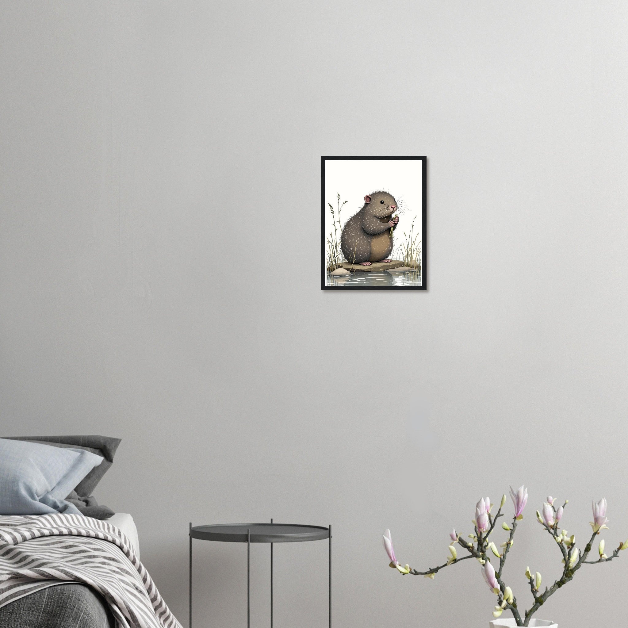 Water Vole Ratty Riverbank Art Framed Print Wall Art Ready to Hang UK UK Gift Framed Art Print — detail view | Wild Thread Co