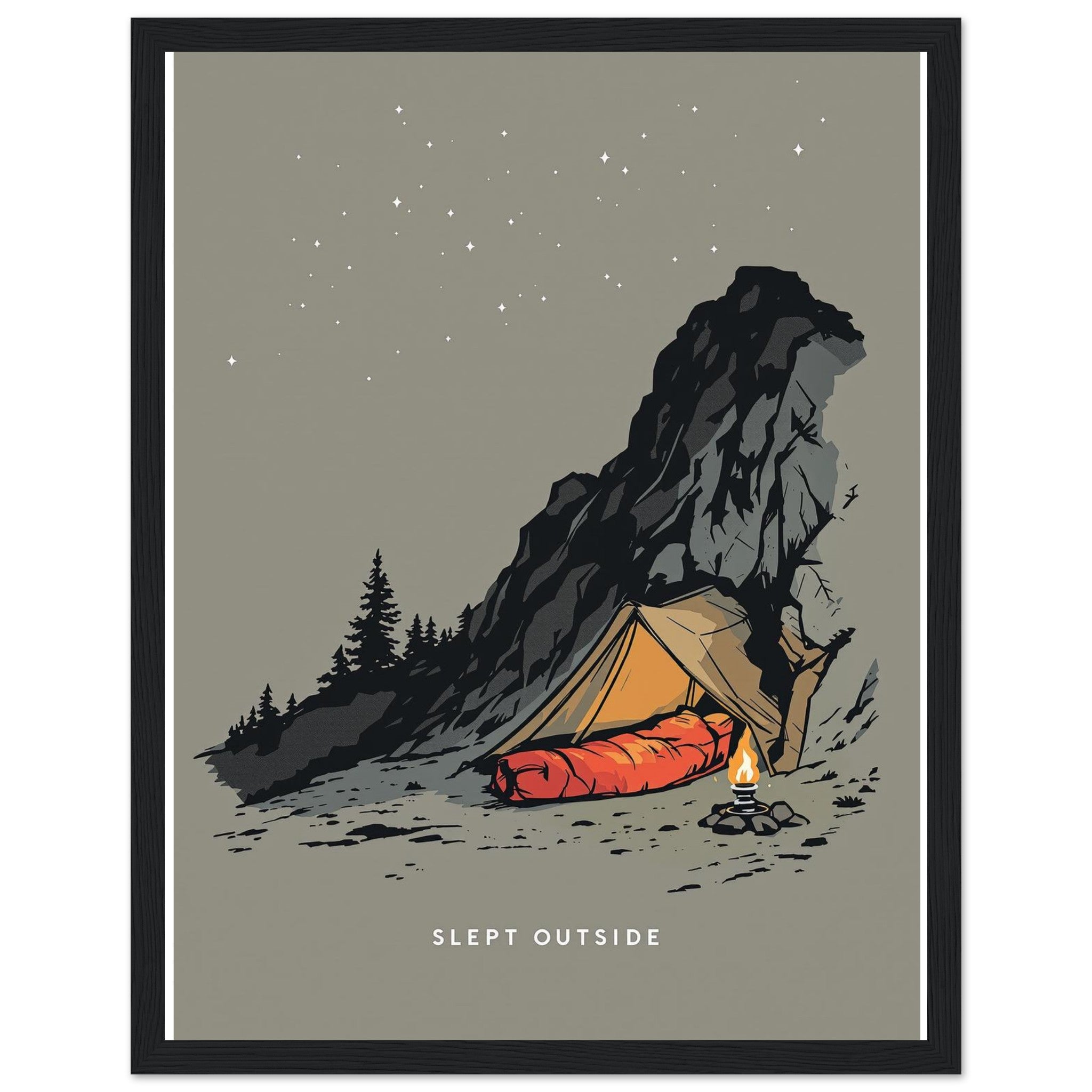 Wild Camping Bivouac Framed Print Wall Art Ready to Hang UK — Framed Art Print | Wild Thread Co UK