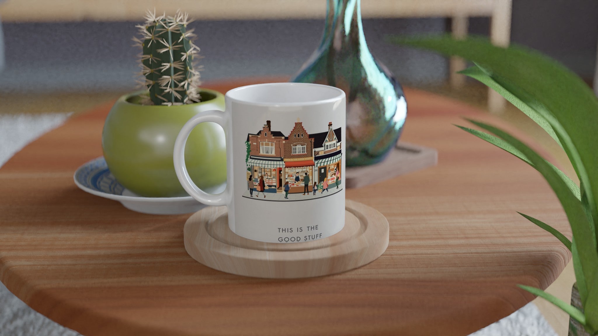 Yorkshire Market Town Saturday Morning Mug — detail view | Wild Thread Co