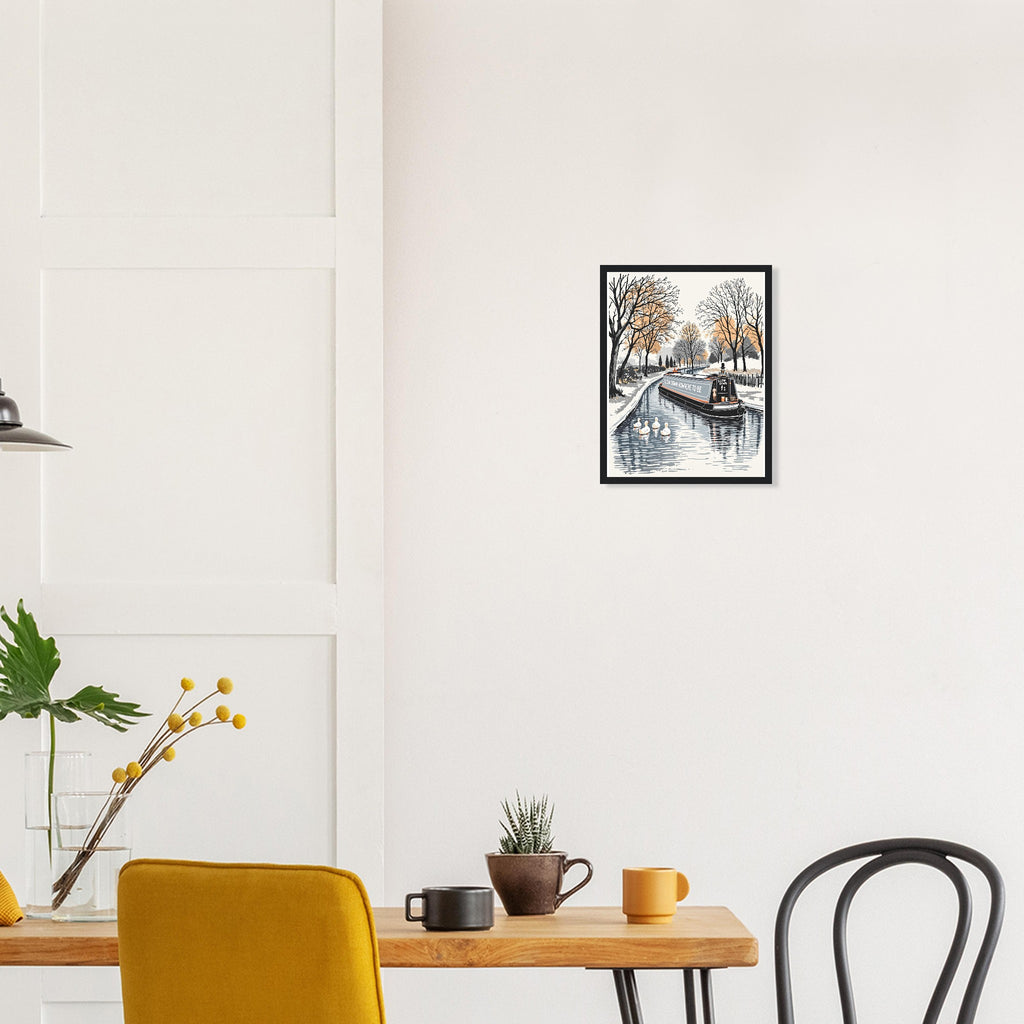 Canal Narrowboat Slow Down Framed Print — Framed Art Print | Wild Thread Co