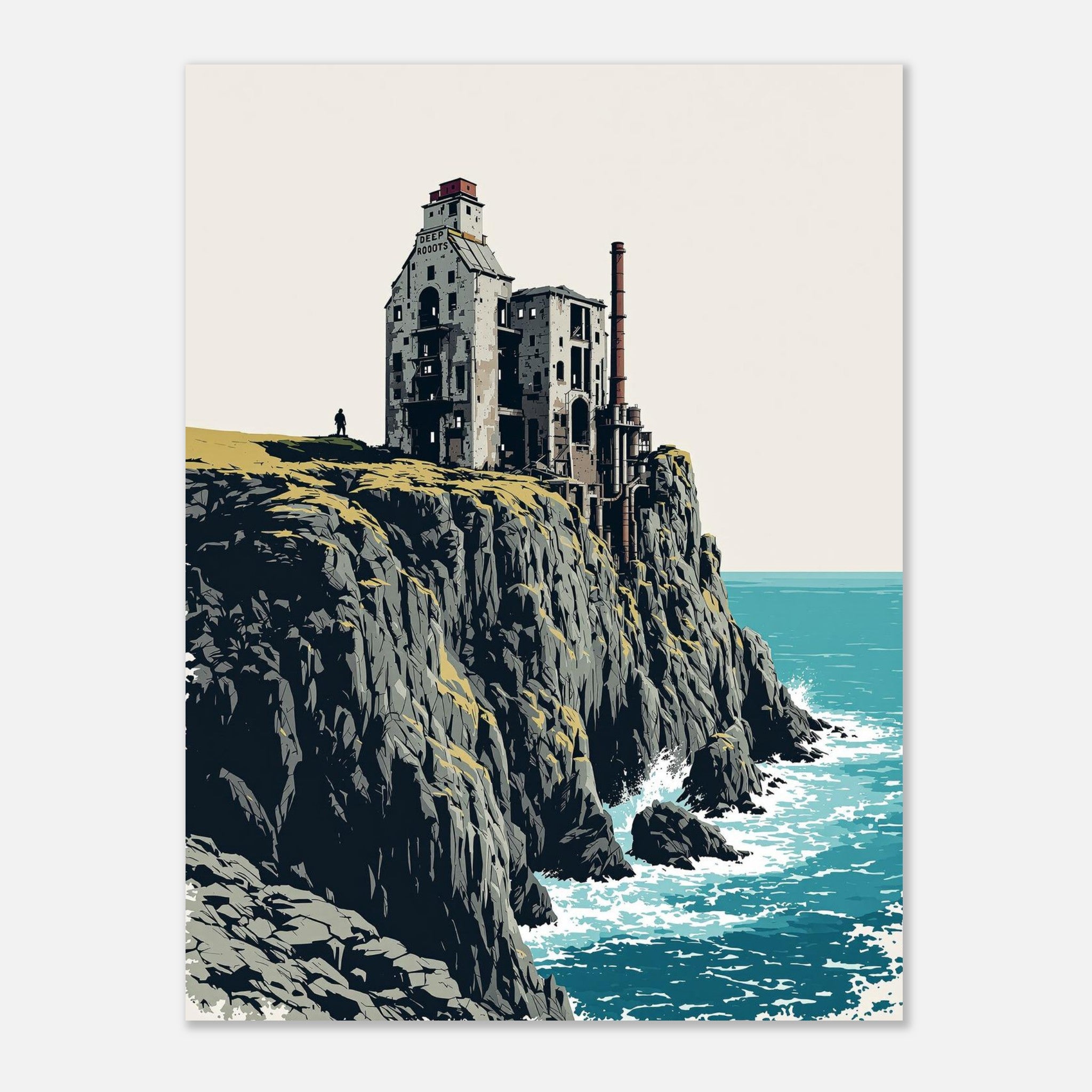 Cornish Tin Mine Cliff Art Print Art Print — detail view | Wild Thread Co