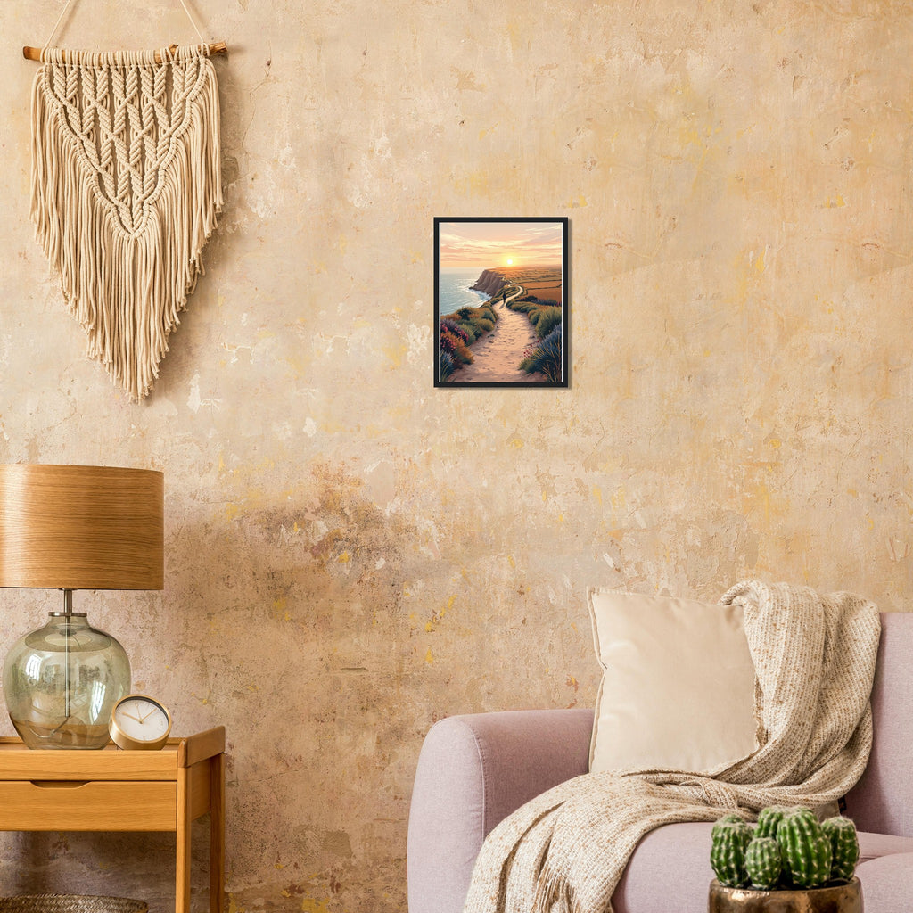 Coastal Path Dawn Solo Walker Framed Print — Framed Art Print | Wild Thread Co