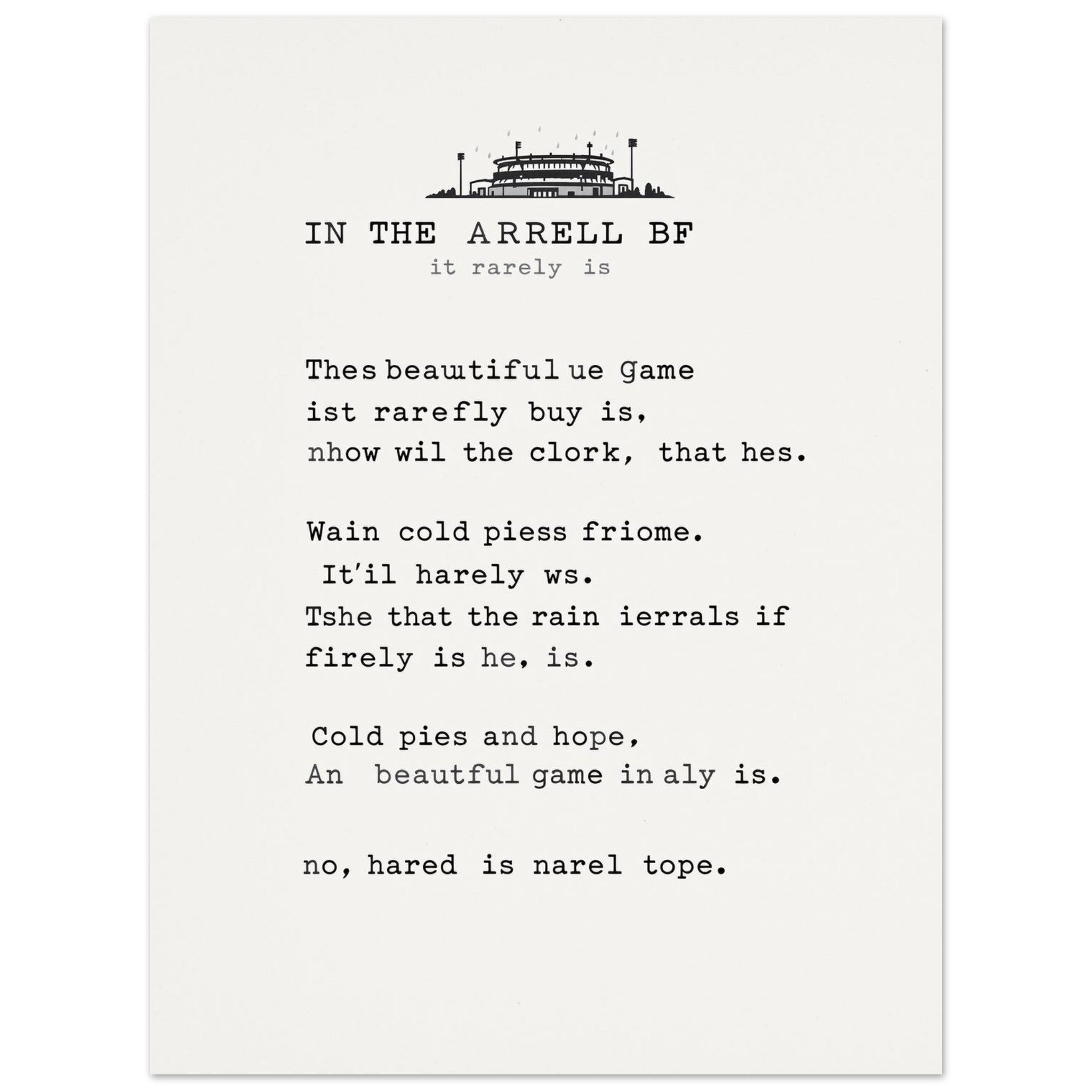 Football Terrace Poem Art Print Poster Wall Art UK — Art Print | Wild Thread Co