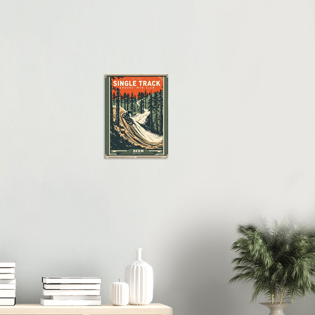 Single Track Vintage Travel Poster Art Print — detail view | Wild Thread Co