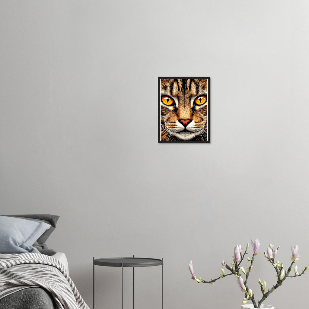 Tabby Cat Close Up Art Framed Print Wall Art Ready to Hang UK Framed Art Print — detail view | Wild Thread Co