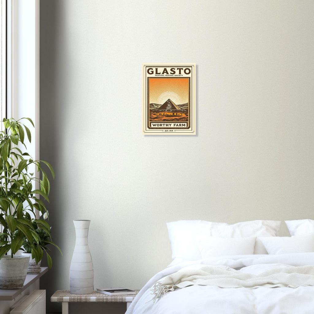Glasto Vintage Travel Poster Art Print — detail view | Wild Thread Co