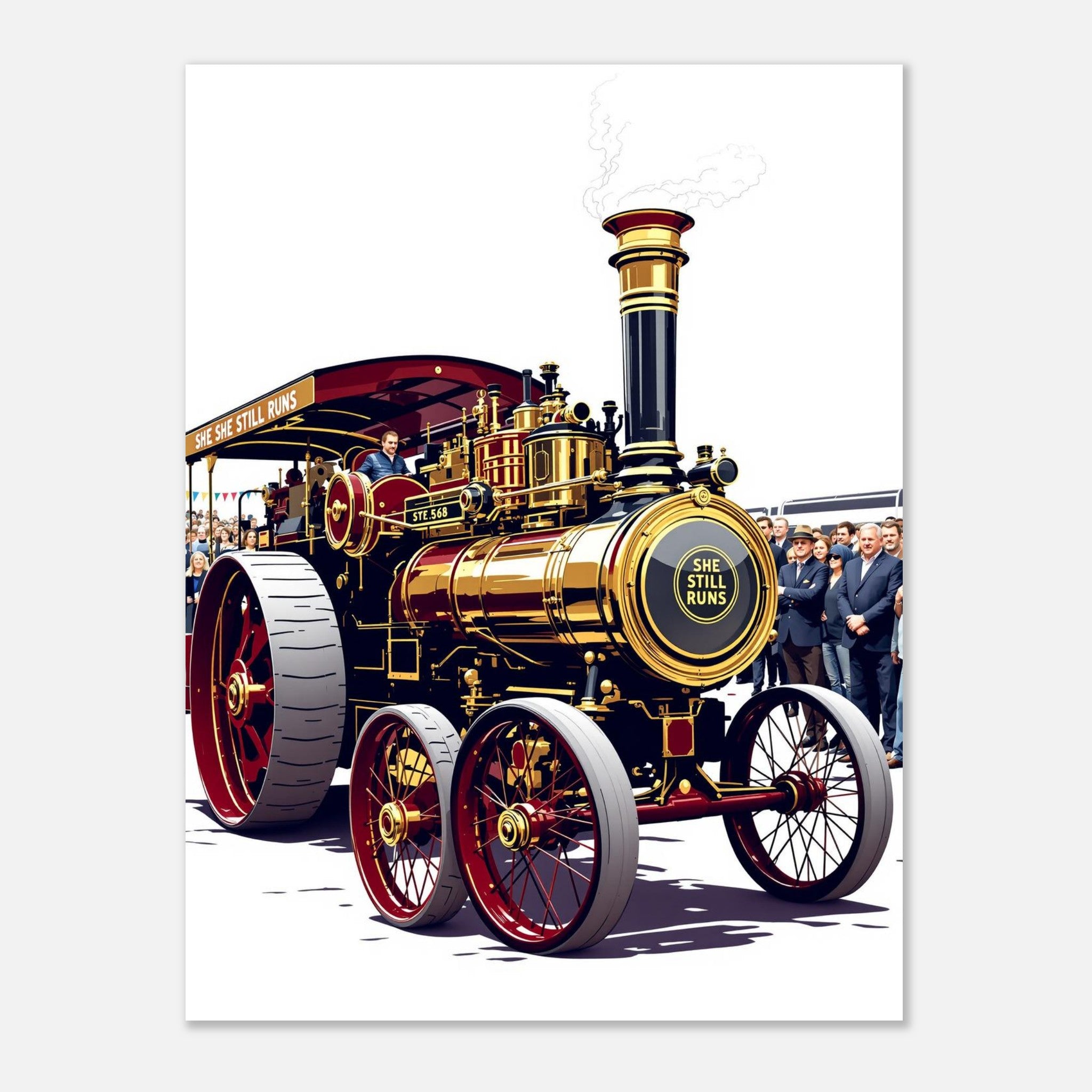 Steam Traction Engine Rally Art Print Art Print — detail view | Wild Thread Co