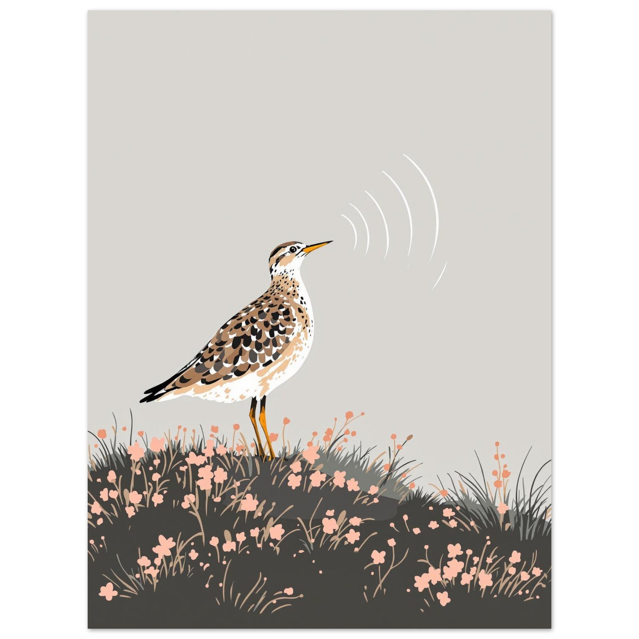 Curlew Gift Moorland Bird A1 Art Print Art Print — detail view | Wild Thread Co