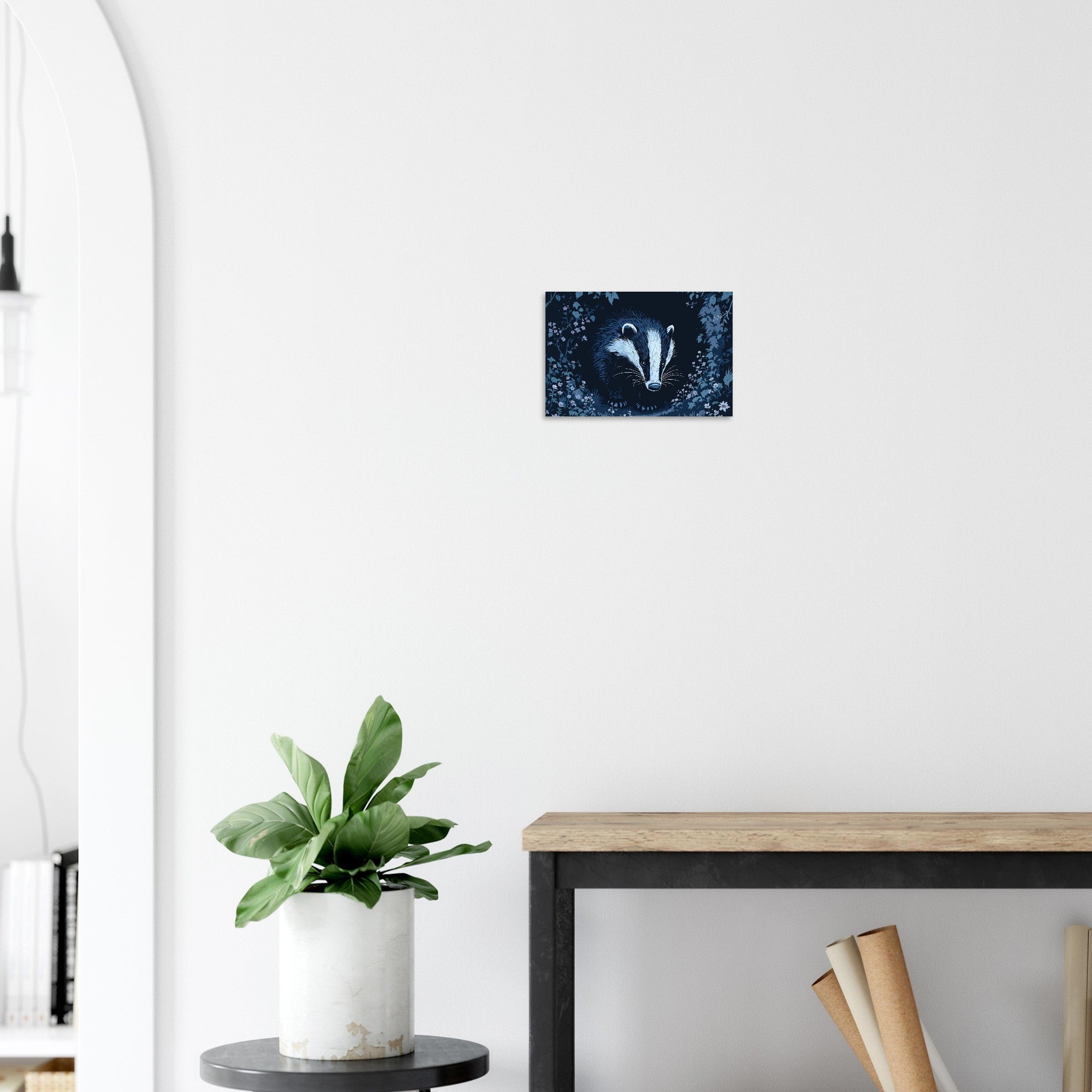 Badger At Dusk Aluminum UK Gift Aluminum Print — detail view | Wild Thread Co