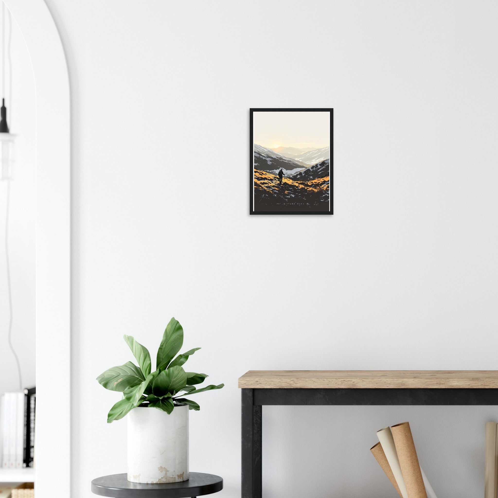 Last Light Welsh Hills Walker Framed Art Print — detail view | Wild Thread Co