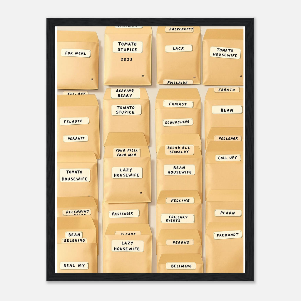 Seed Saving Library Envelopes Framed Print Wall Art Ready to Hang UK Framed Art Print — detail view | Wild Thread Co