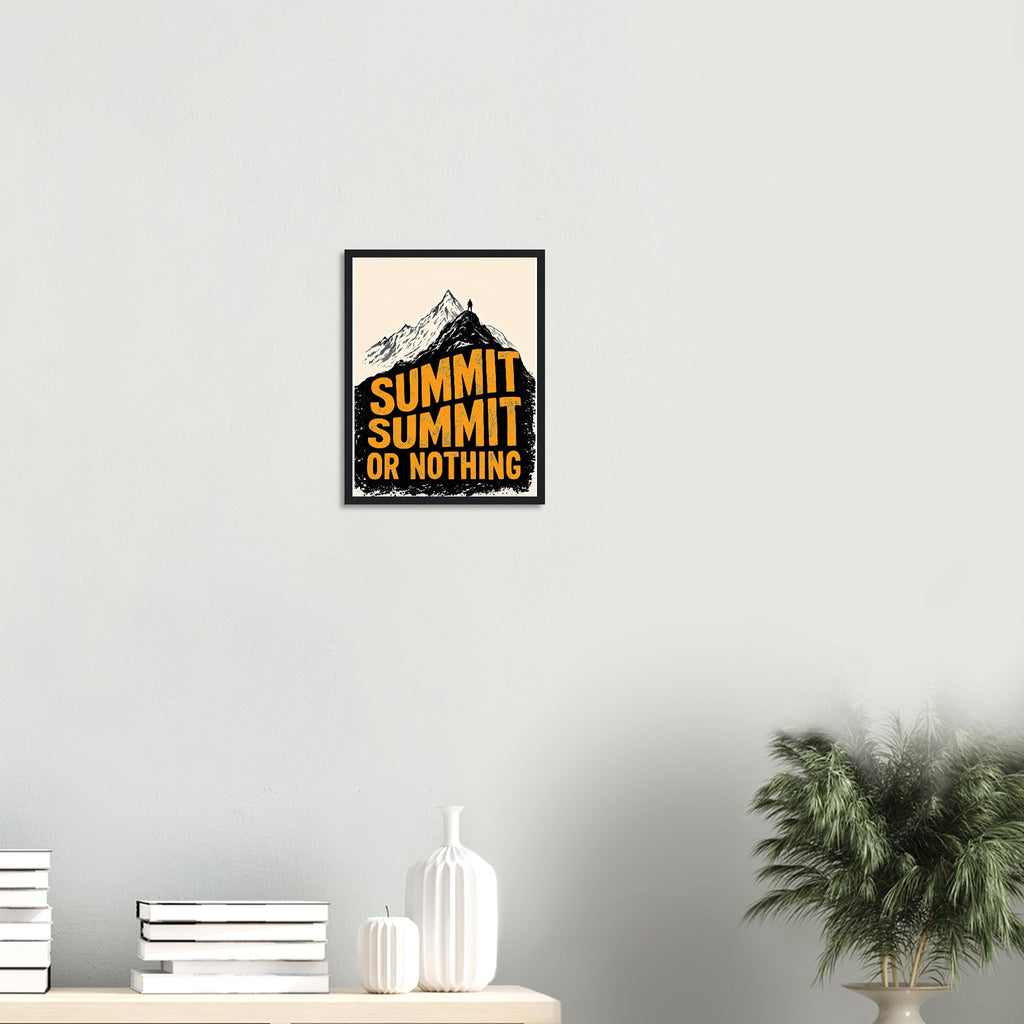 Gorpcore Mountain Summit Framed Print Wall Art Ready to Hang UK Framed Art Print — detail view | Wild Thread Co
