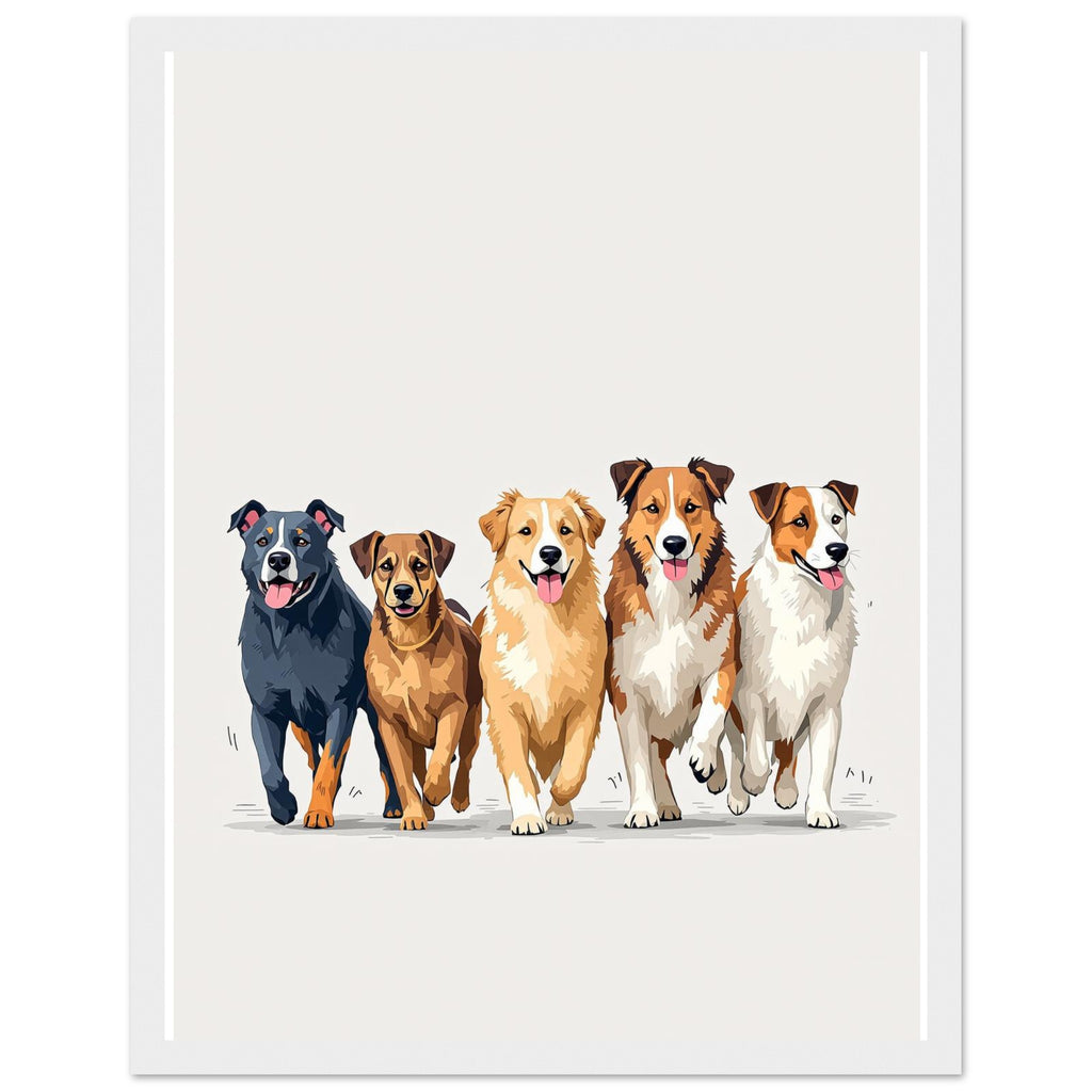 Dog Family Pack Art Framed Print Wall Art Ready to Hang UK Framed Art Print — detail view | Wild Thread Co