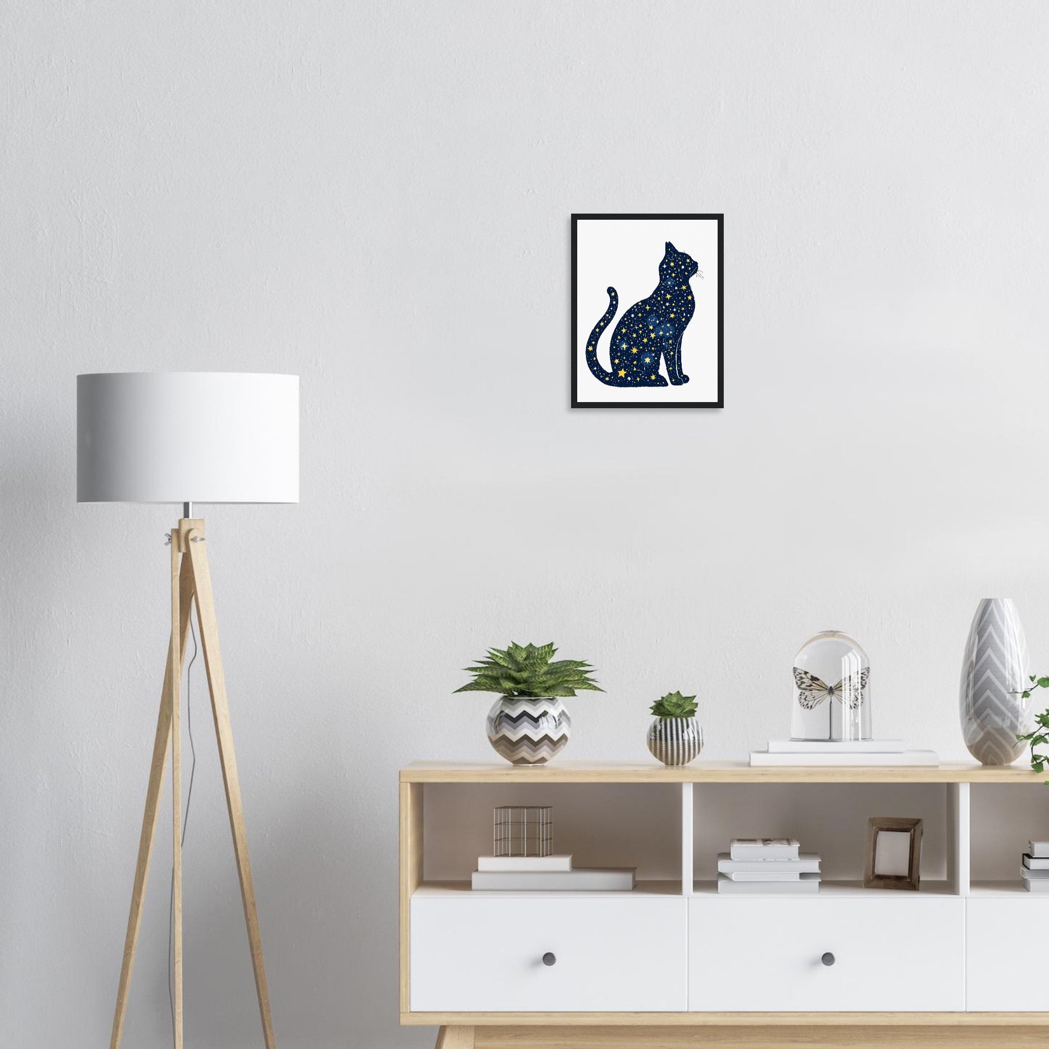 Cat Constellation Art Framed Print Wall Art Ready to Hang UK — Framed Art Print | Wild Thread Co