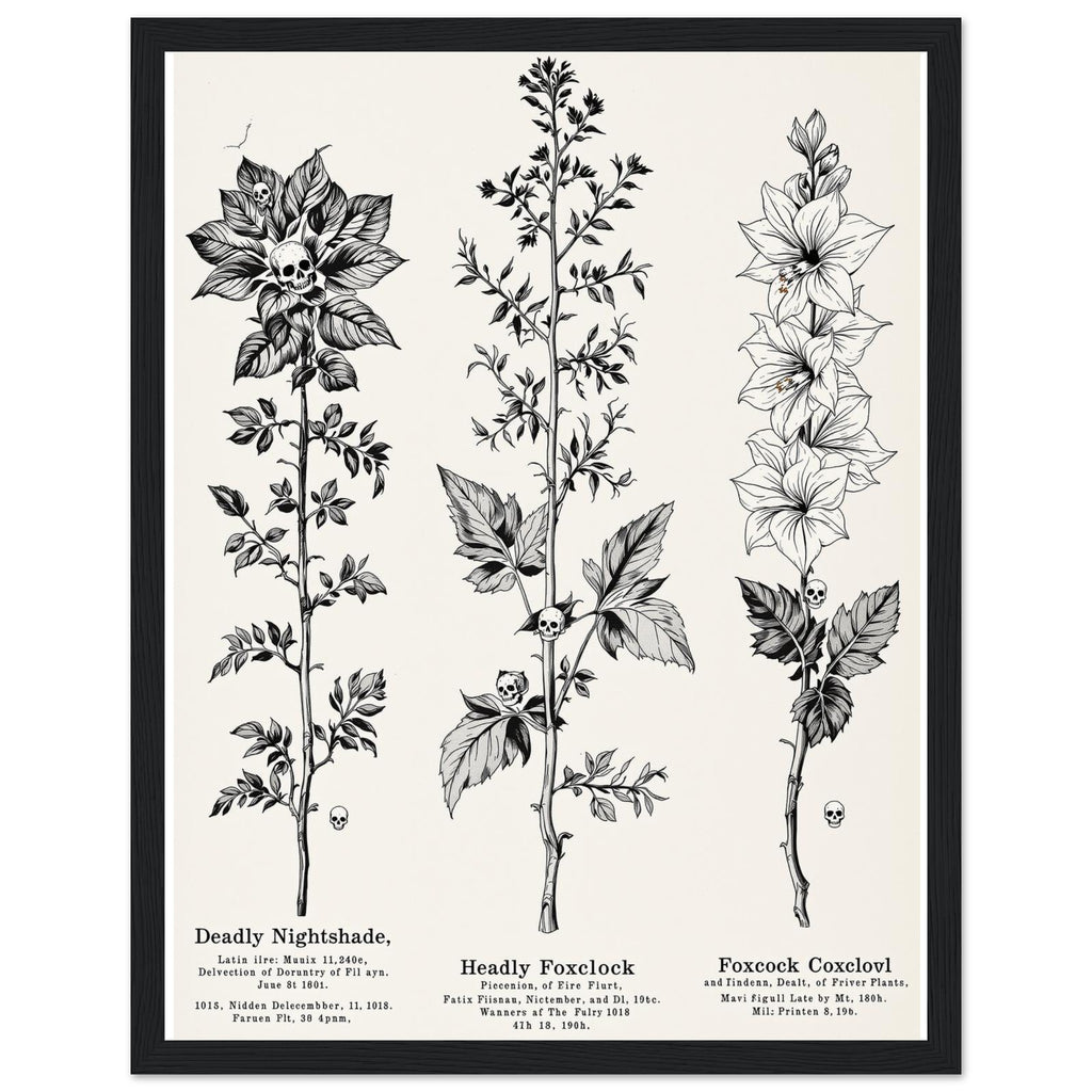 Dark Academia Deadly Botanicals Framed Print Wall Art Ready to Hang Framed Art Print — detail view | Wild Thread Co
