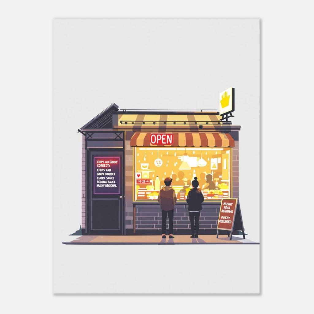 Chip Shop Night Neon Art Print Print Material — detail view | Wild Thread Co