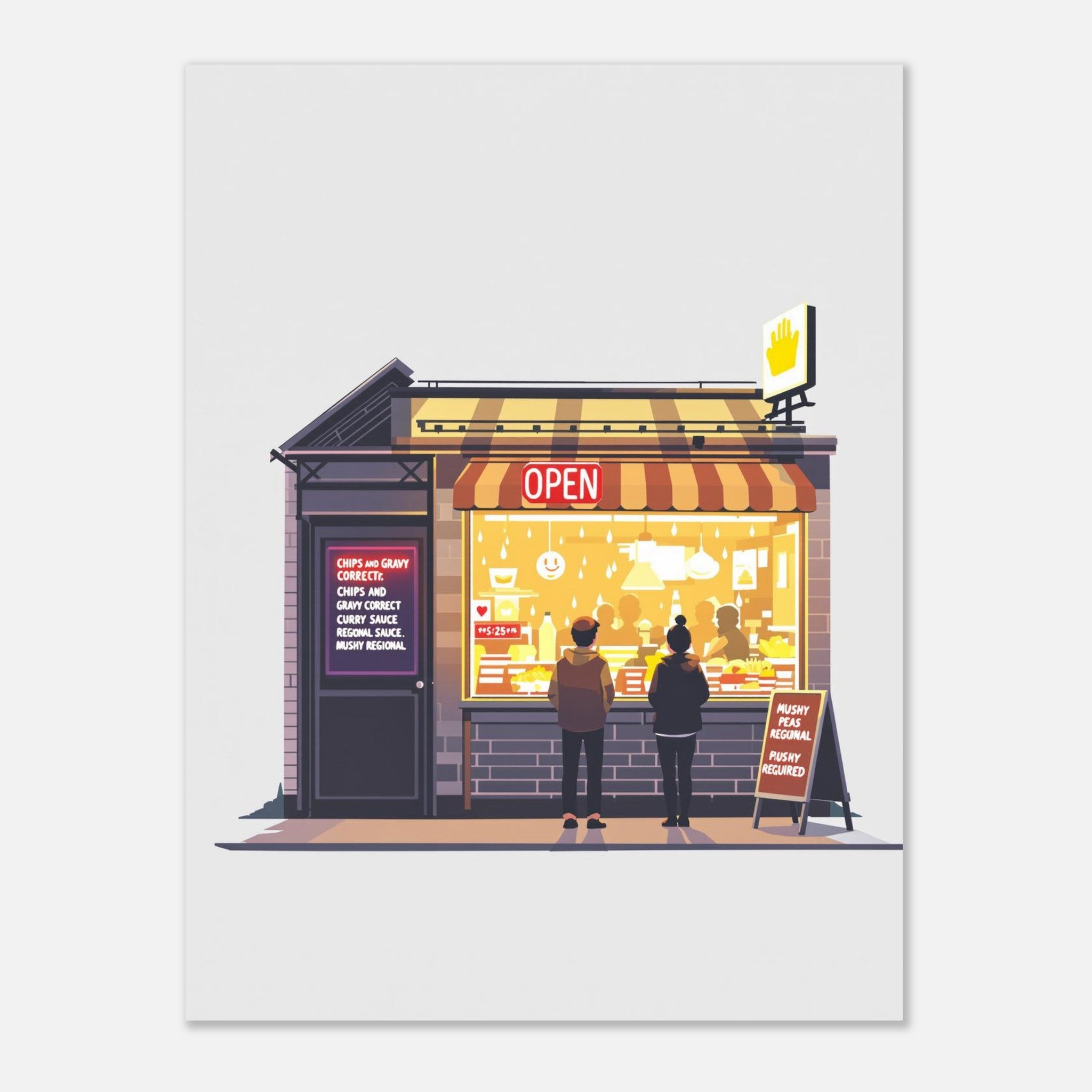 Chip Shop Night Neon Art Print Print Material — detail view | Wild Thread Co