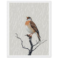 Mistle Thrush Singing Storm Framed Art Print — detail view | Wild Thread Co