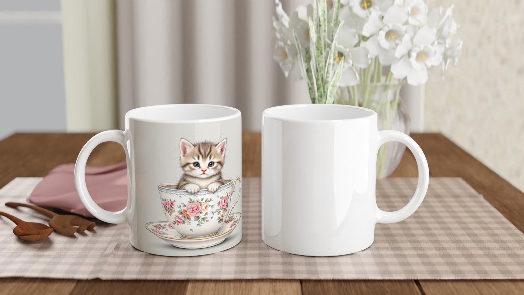 Cat And Teacup Mug Coffee Tea Ceramic 11oz — Mug | Wild Thread Co