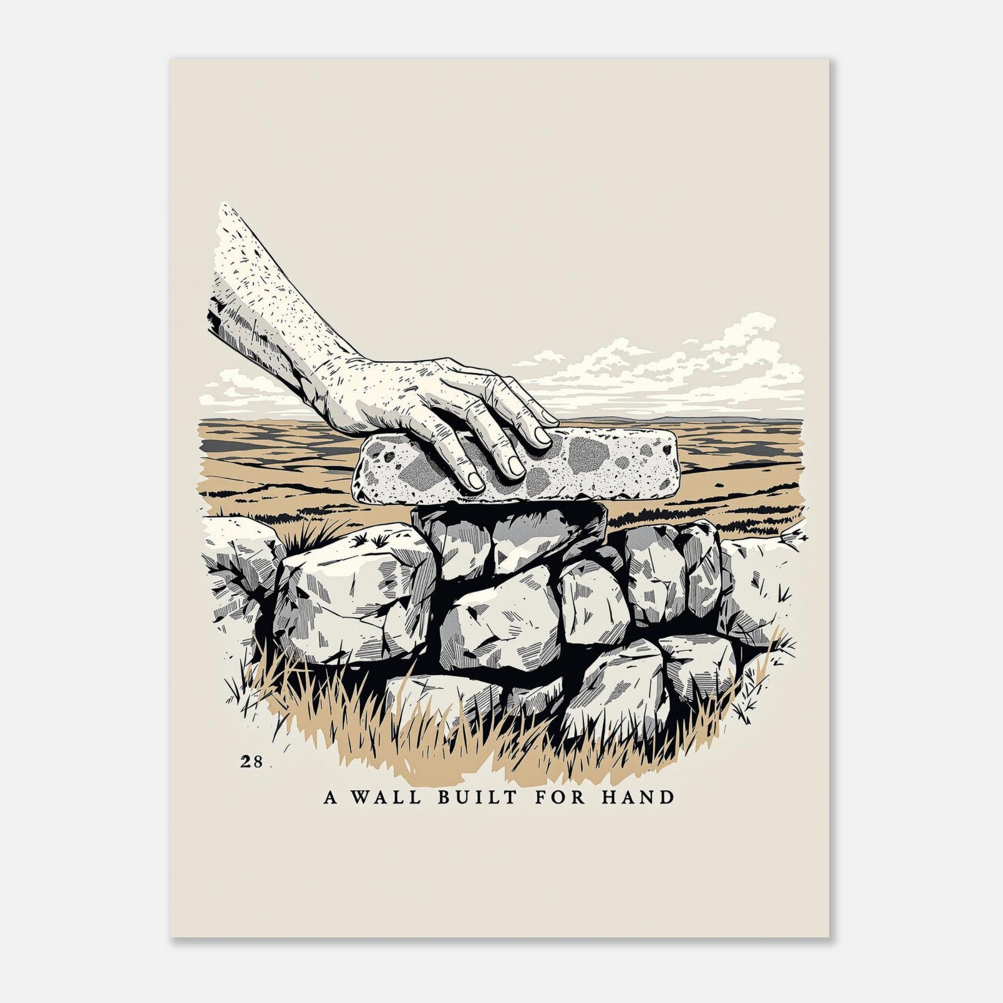 Dry Stone Wall Hand-Placed Coping Stone Art A1 UK Art Print Poster Wall Art UK — Art Print | Wild Thread Co