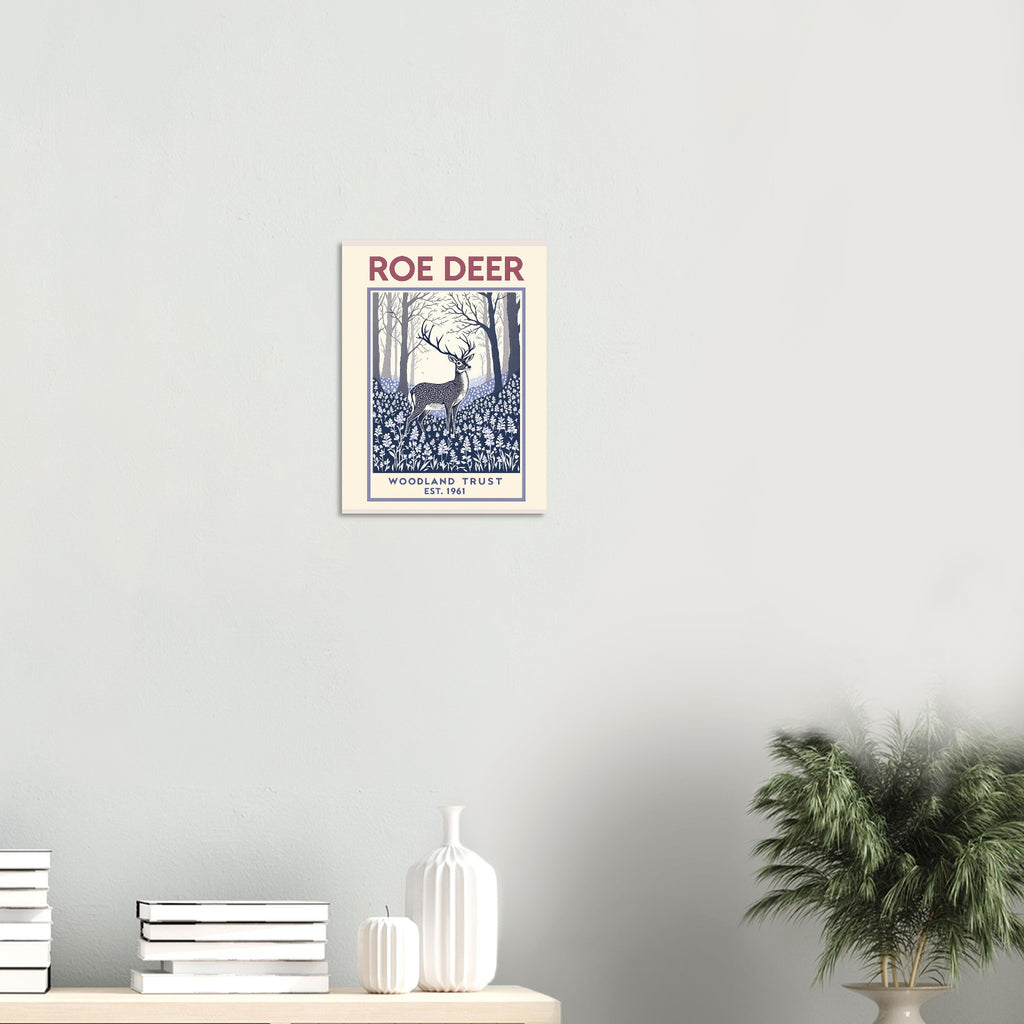 Roe Deer Vintage Travel Poster Art Print — detail view | Wild Thread Co