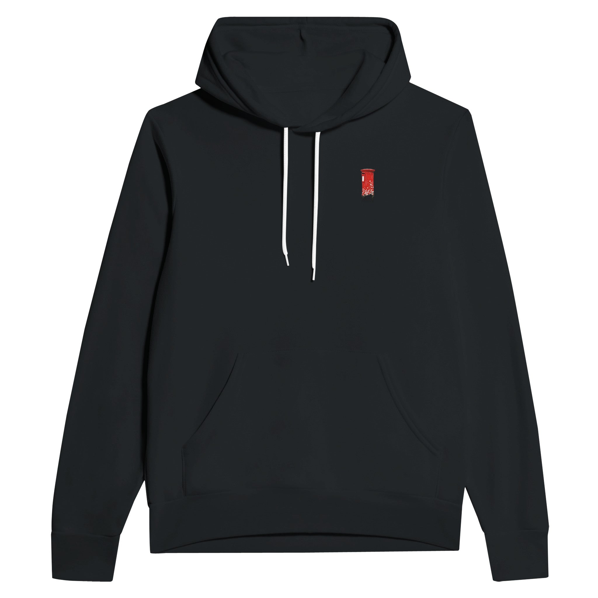 Red Postbox In The Rain Hoodie — detail view | Wild Thread Co