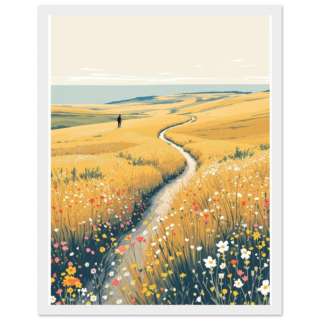 Chalk Downland South Downs Walker Framed Print — Framed Art Print | Wild Thread Co