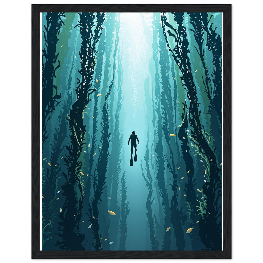 Kelp Forest Freediver Underwater — Framed Art Print | Wild Thread Co UK