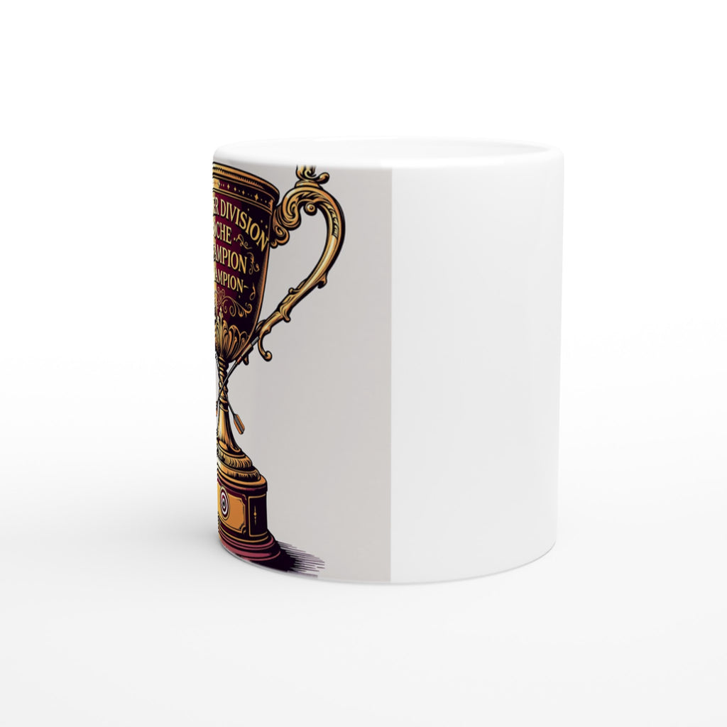 Retro 1970s Darts Trophy Illustration — Mug detail view | Wild Thread Co