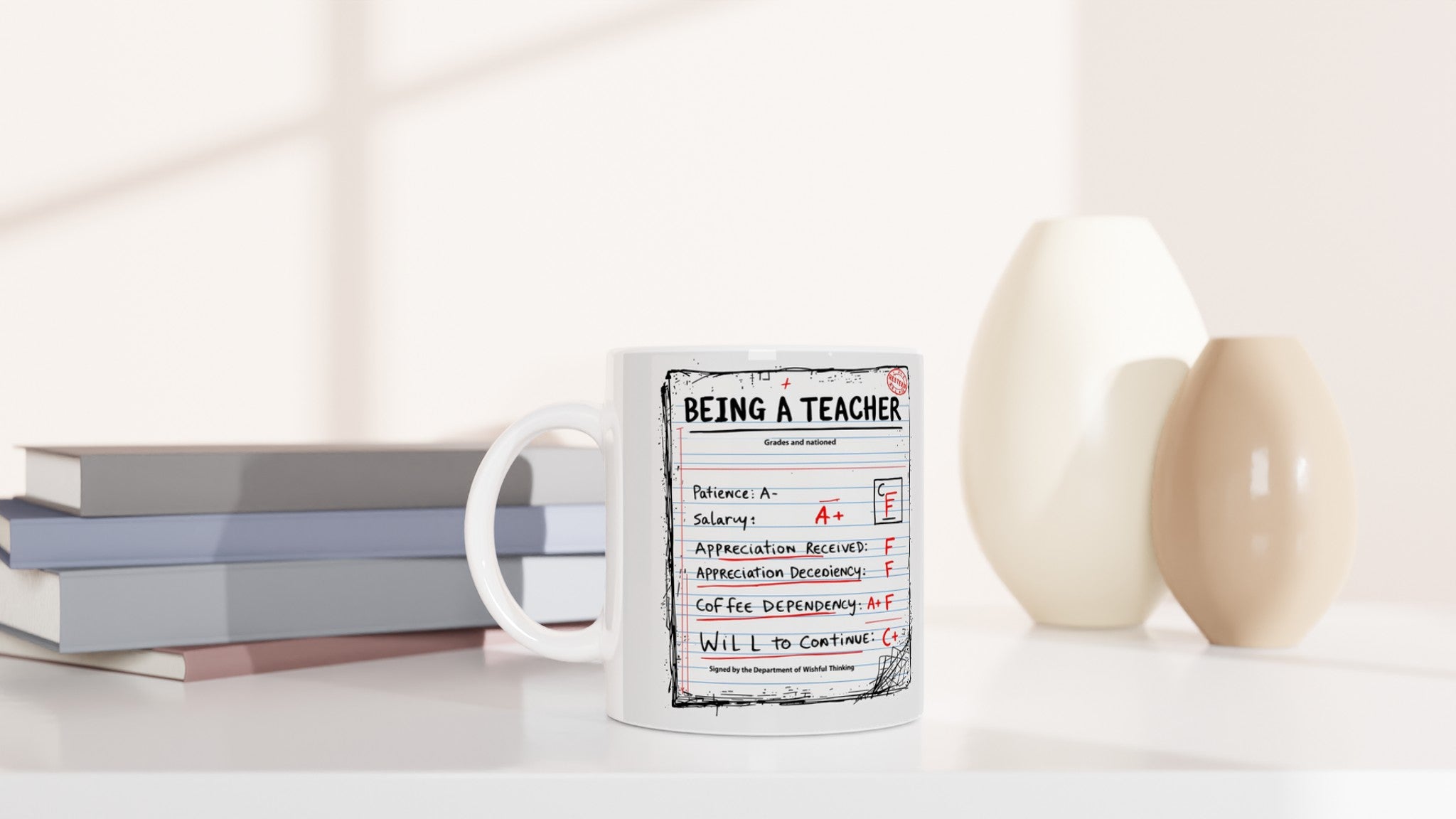 Teacher School Report Card Spoof Mug — detail view | Wild Thread Co