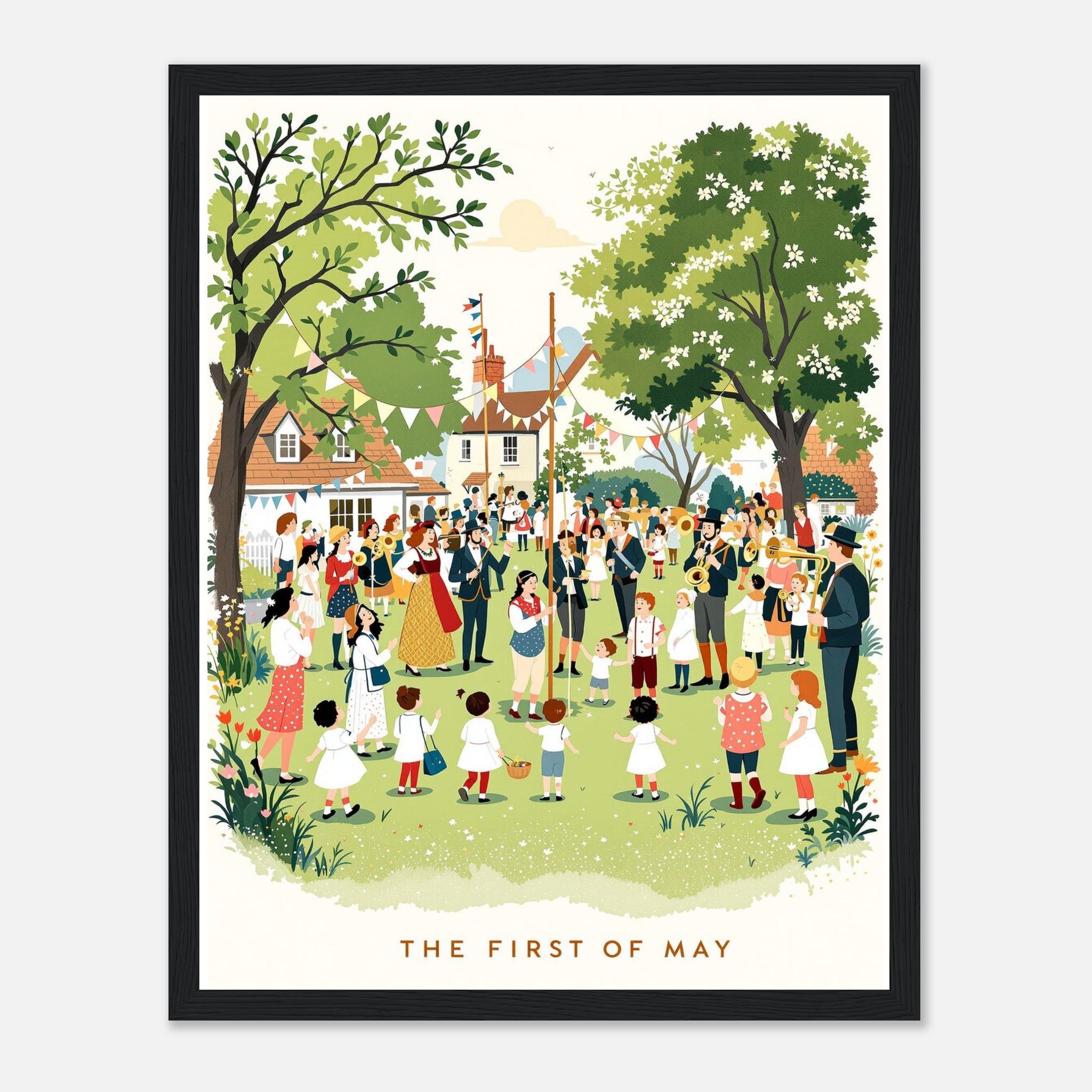May Day Maypole Folk Tradition Framed Art Print — detail view | Wild Thread Co